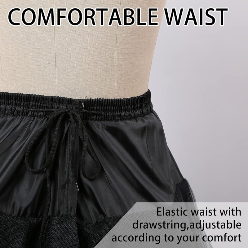 Mannice A-Line Hoopless Petticoat Skirt Crinoline Underskirt Half Slips Floor Length Petticoats for Women - Image 3